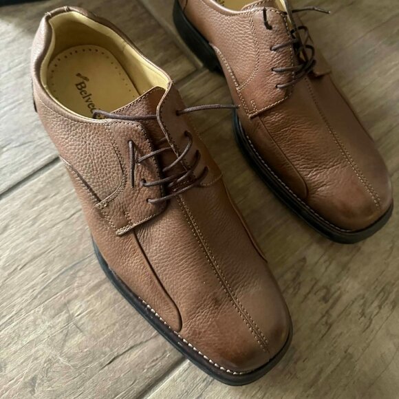 Men’s Belvedere Bay Bridge Brown Pebbled Leather Oxford Dress Shoes